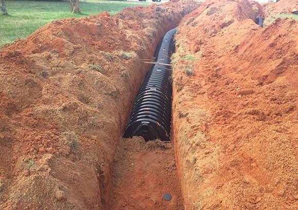 Drainfield pipe installation
