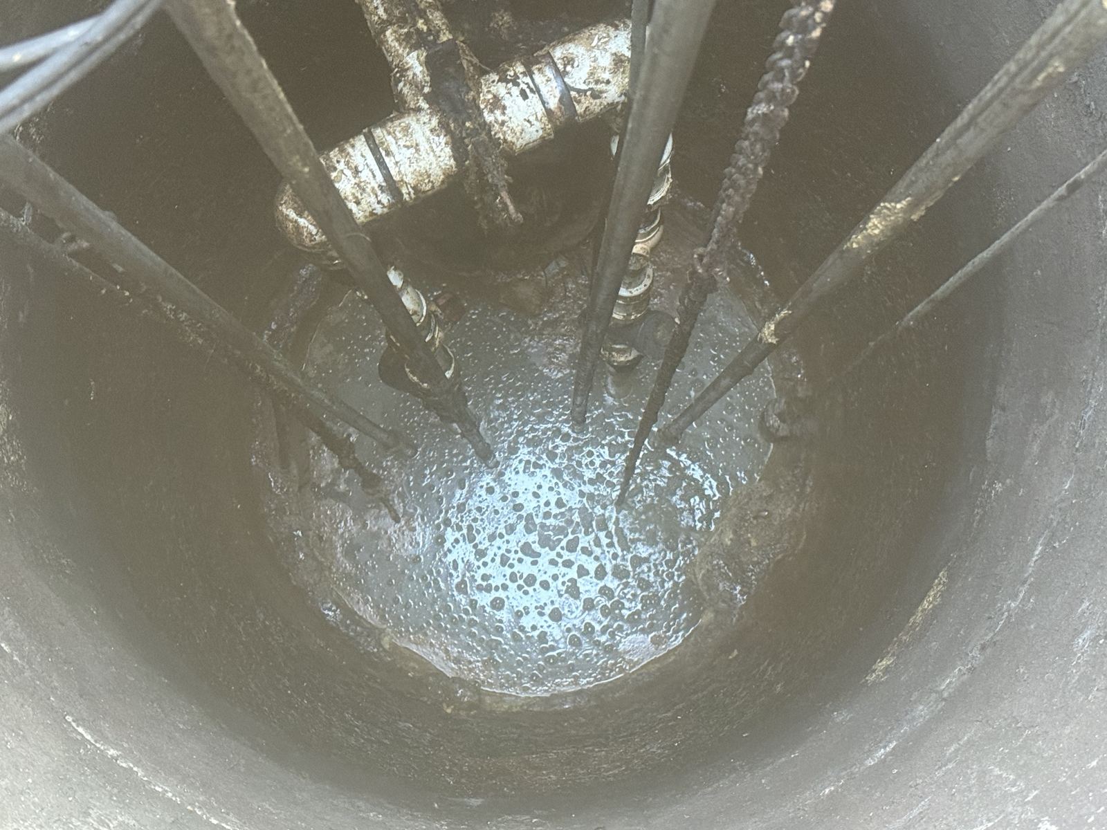 Distribution box with drainfield pipe fittings connected — Septic Tank Cleaning in Braselton, GA