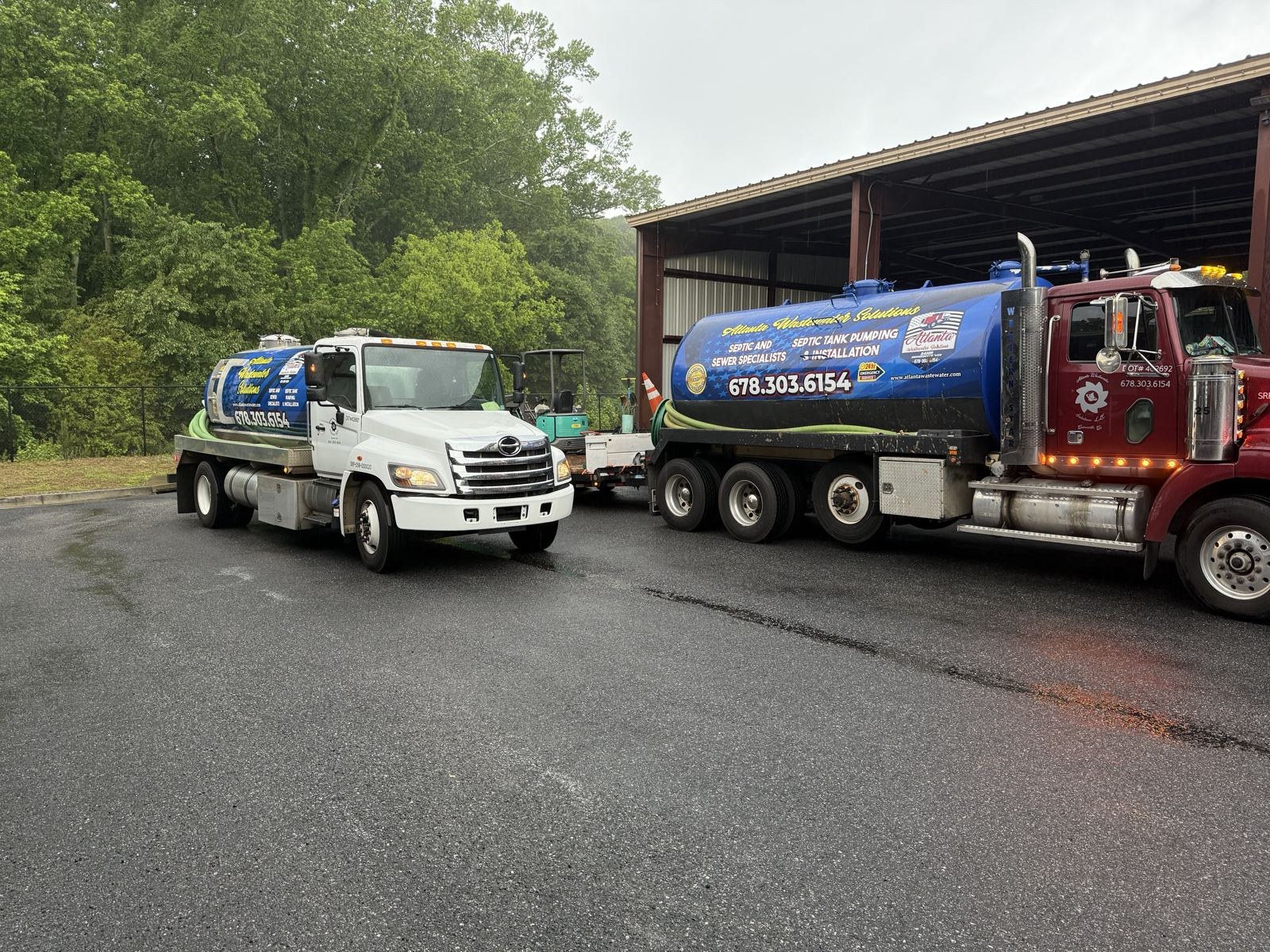 Equipment staged at a septic or sewer job site — Drainfield Repair in Gainesville, GA